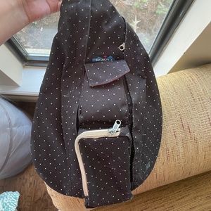 KAVU rope bag sling pack - black and white polka dots